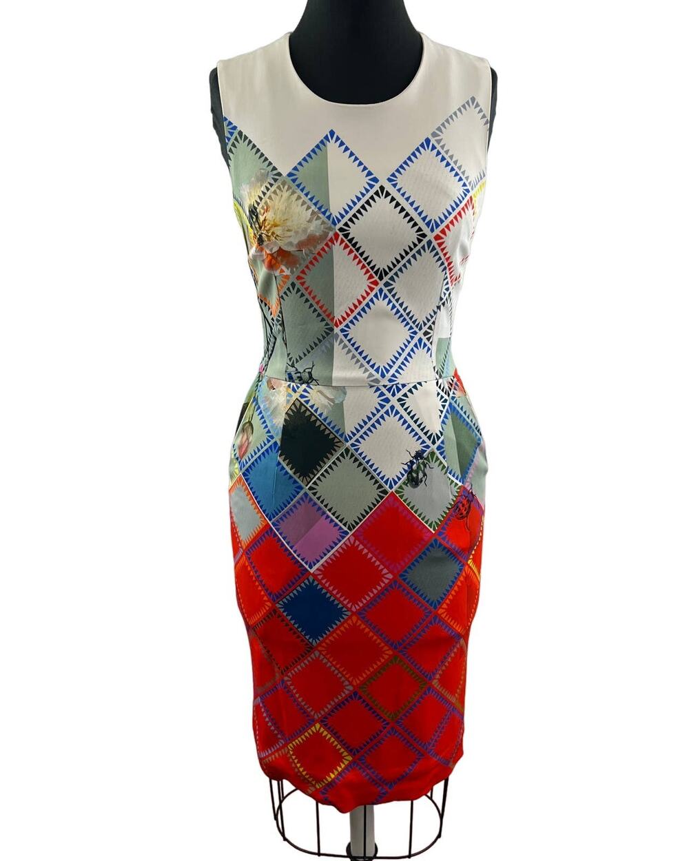 PREEN by Thornton Bregazzi Geometric Trellis Bug Sleeveless Sheath Dress Size S